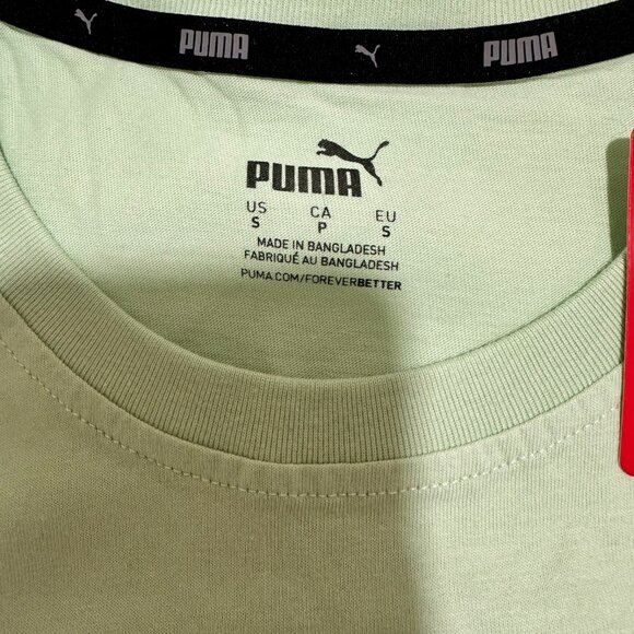 Puma Essentials‎ Mens Size S Light Mint Green Logo Crew Neck Sleeveless T-Shirt - Picture 5 of 8